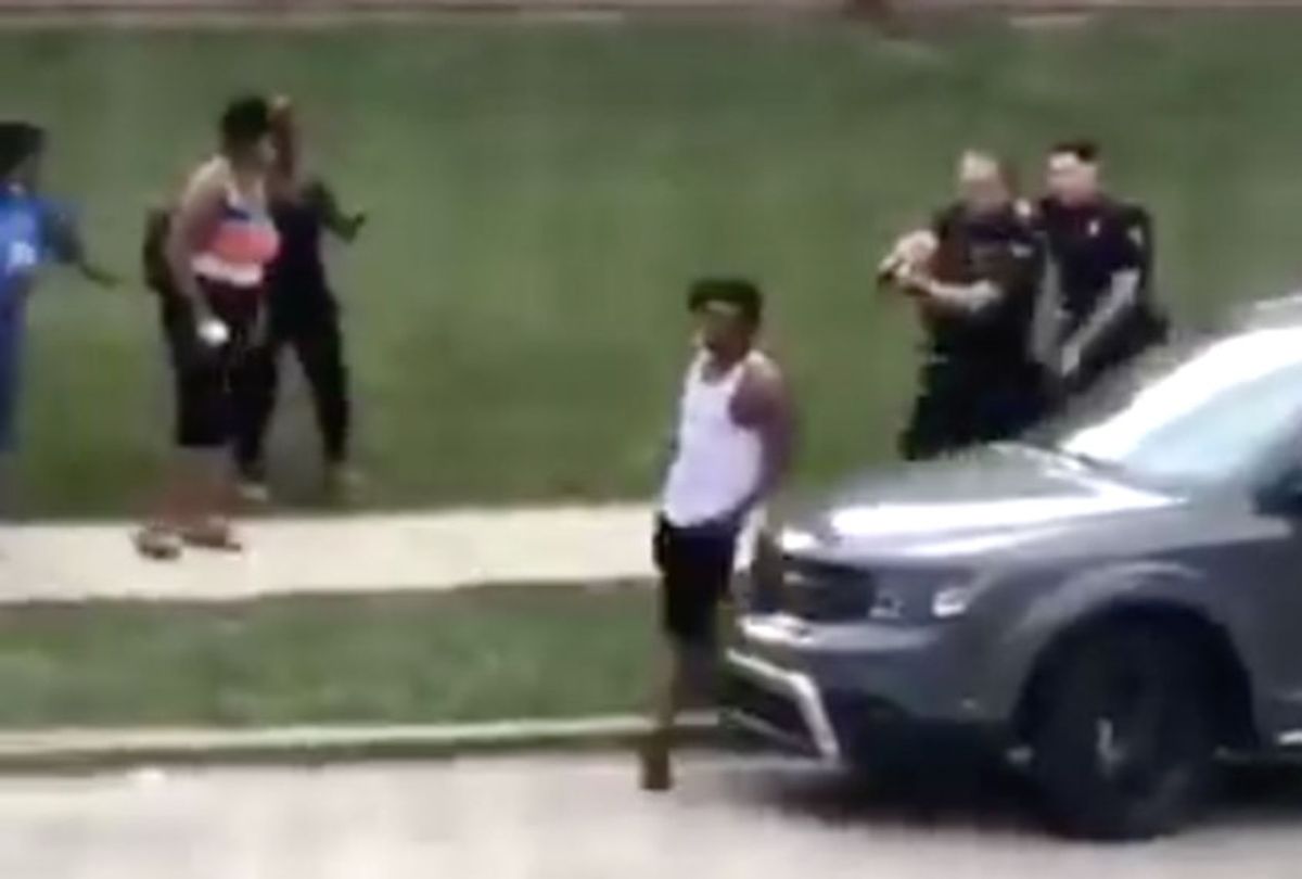 Police in Kenosha, Wisconsin appear to shoot a man seven times in the back at point blank range after he ignores commands (Twitter/@JulianCastro)