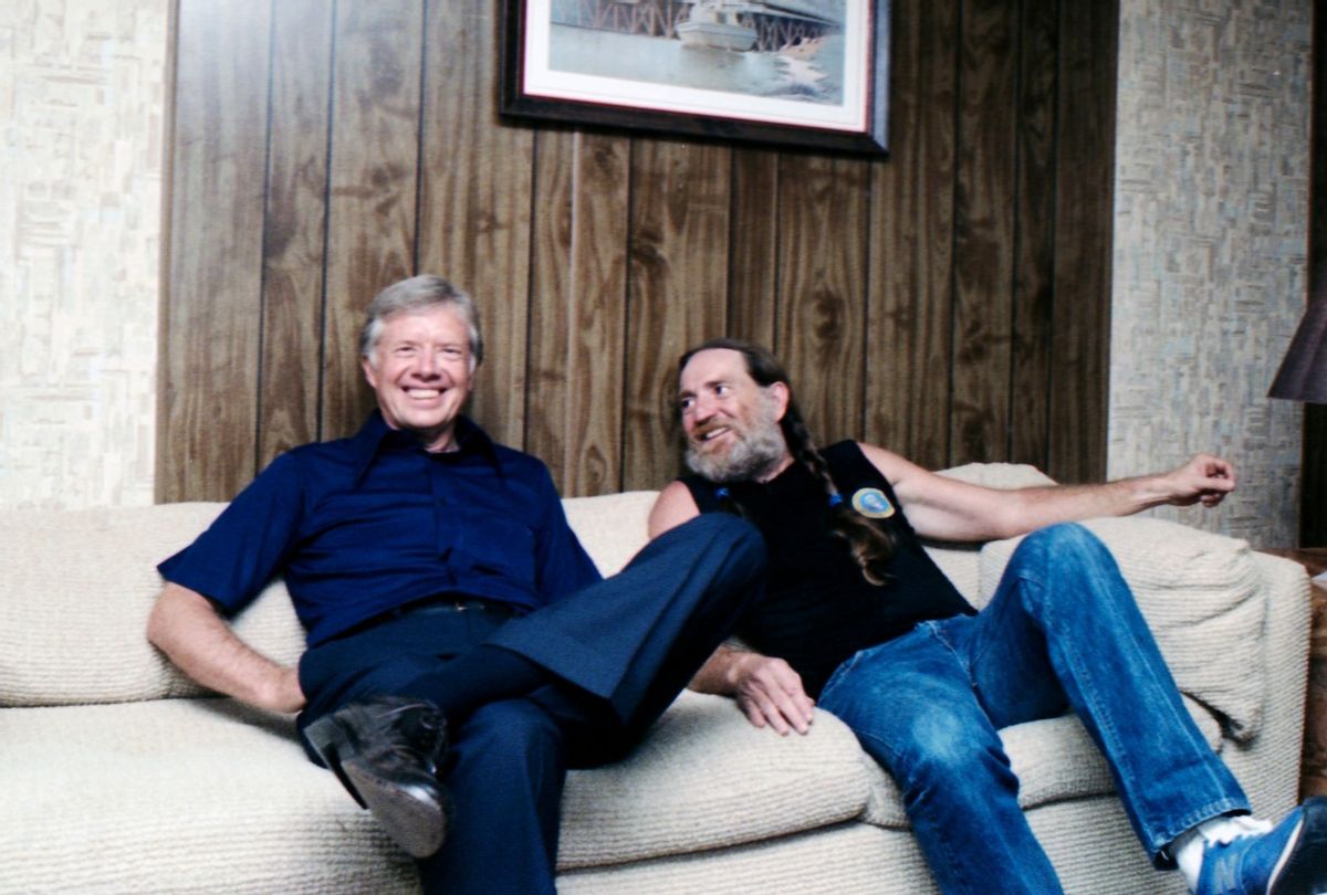 Jimmy Carter and Willie Nelson at Nelson's concert/fundraiser for Carter’s re-election campaign September 13, 1980 (Courtesy The Jimmy Carter Presidential Library)