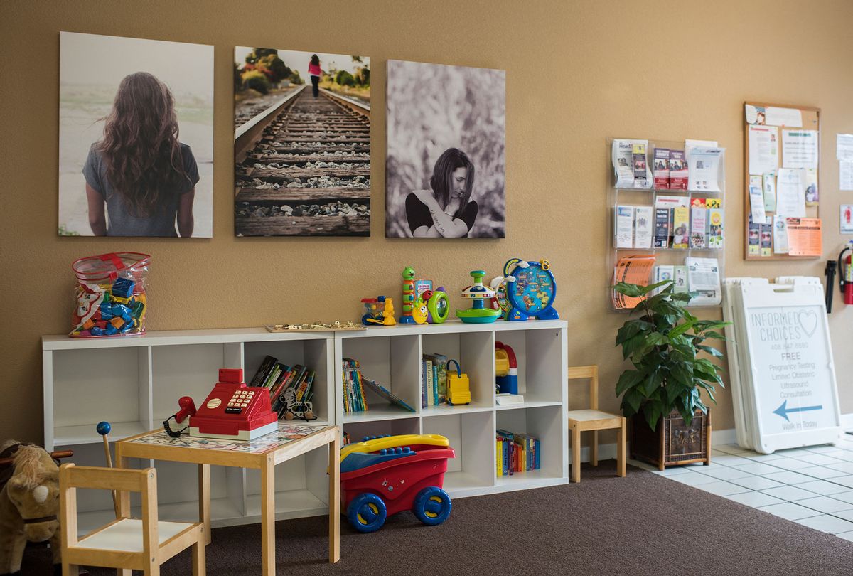 The lobby of Informed Choices Pregnancy Resource Center and Medical Clinic in Gilroy, Calif. on March 13, 2018. (Nic Coury for The Washington Post via Getty Images)