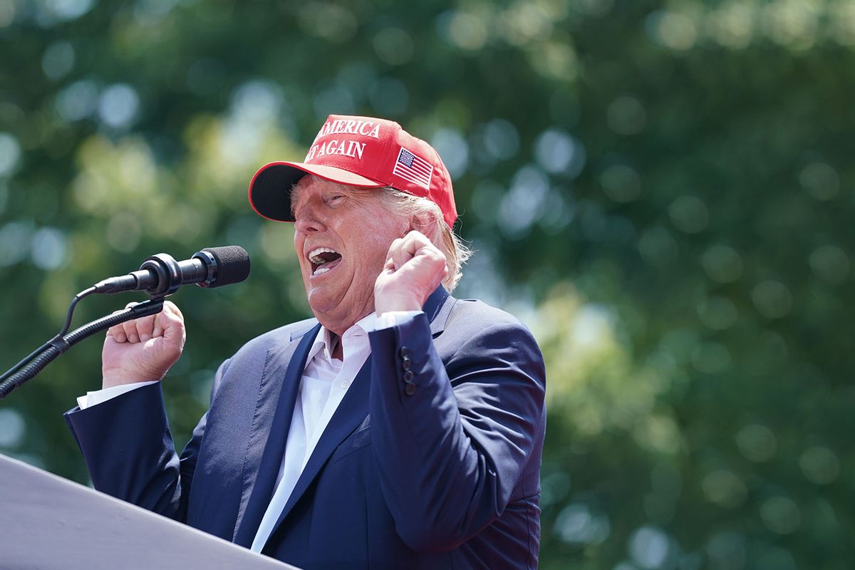 Former President Donald Trump speaks to crowd during a campaign event on July 1, 2023 in Pickens, South Carolina. (Sean Rayford/Getty Images)
